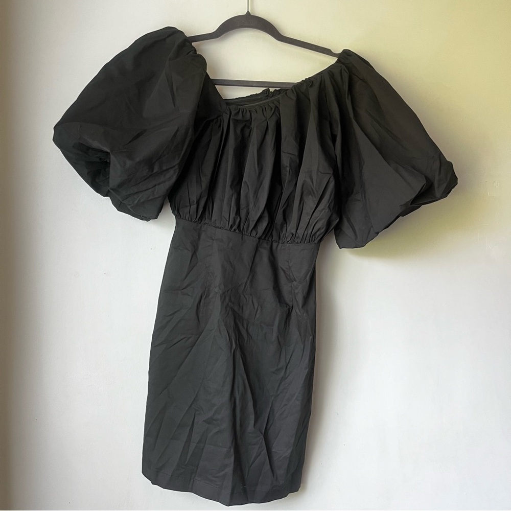 Petal & Pup Cabello Black One Shoulder Puff Slevee Mini Dress S - Picture 10 of 13
